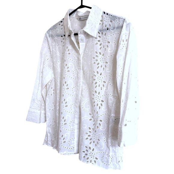 Zara ZW Collection Embroidered Poplin Shirt - Picture 5 of 9